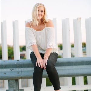 American Eagle off the shoulder cream shirt